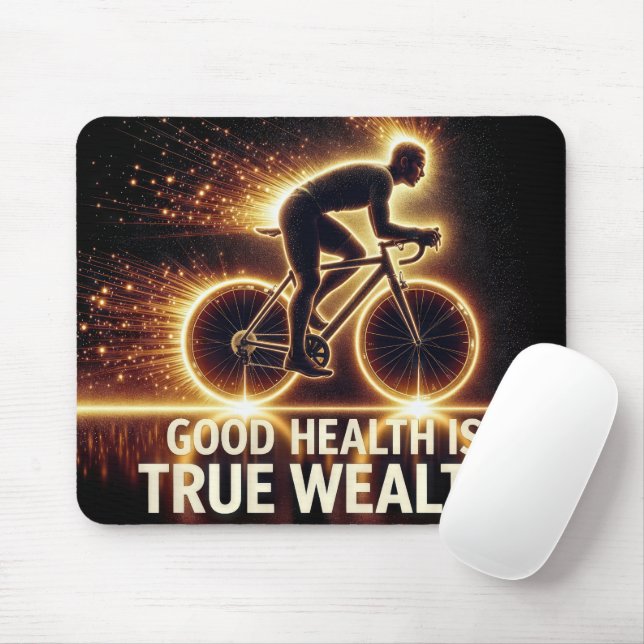 Good Health Poster With Neon Cyclist Mouse Pad (With Mouse)