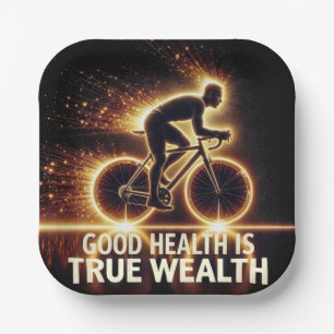 Good Health Poster With Neon Cyclist Paper Plate