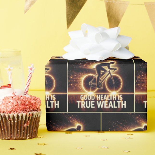 Good Health Poster With Neon Cyclist Wrapping Paper (Birthday Party)