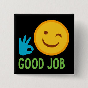 Good Job Emoji 15 Cm Square Badge