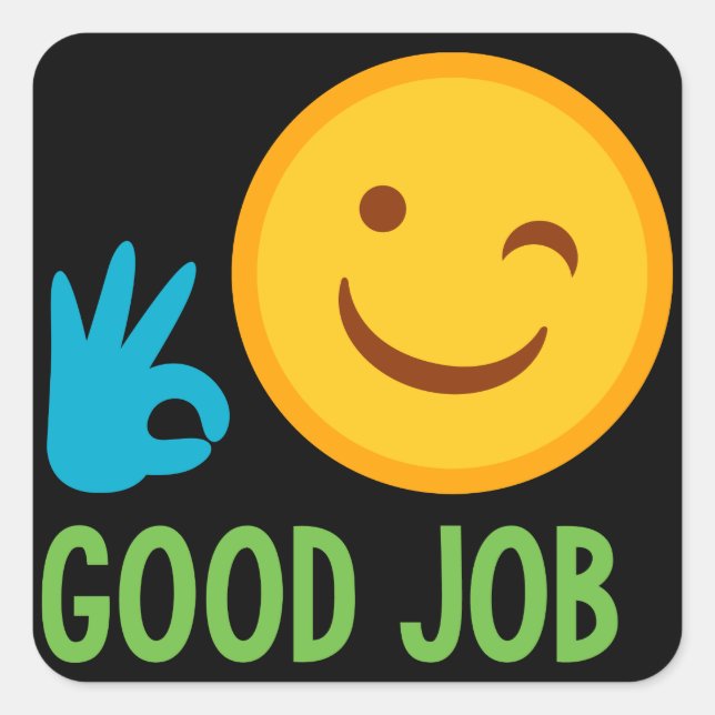 Good Job Emoji Square Sticker (Front)