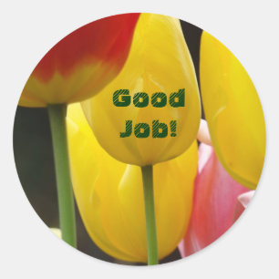Good Job! stickers Bright Colourful Tulip Flowers