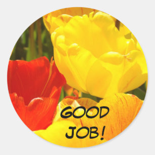 Good Job! stickers Red Yellow Tulip Flowers Teach