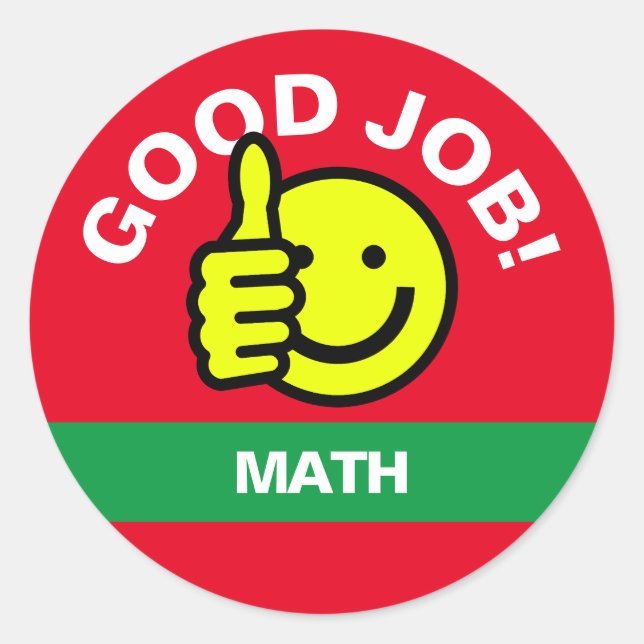 "Good Job" Thumbs Up Smile Sticker—Customise Classic Round Sticker (Front)