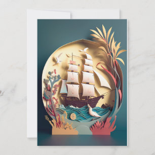 Good Journey and Thank you card, ship theme Card
