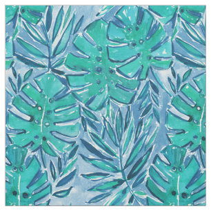 GOOD JUJU JUNGLE Green Tropical Leaves Fabric