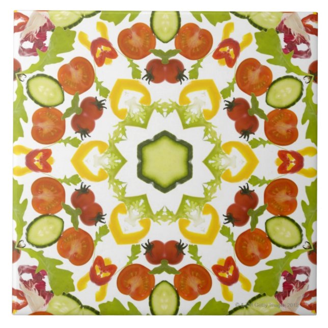 Good karma and well being from a healthy diet ceramic tile (Front)