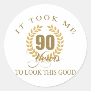 Good Looking 90th Birthday Classic Round Sticker