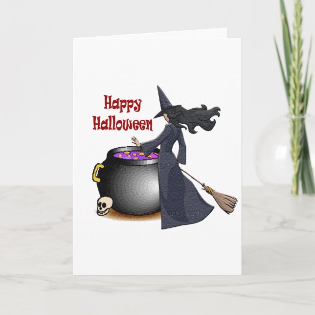 Good Looking Witch and the Cauldron Card (Front)