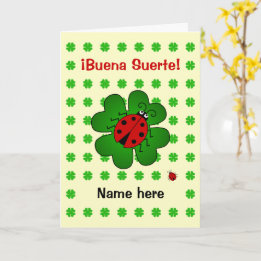 Good luck add name buena suerte card