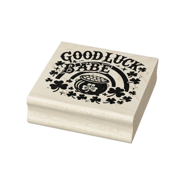Good Luck Babe St. Patrick's Day Irish Rainbow  Rubber Stamp (Stamp)