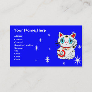 Good Luck Beckoning Cat Maneki Neko Business Card