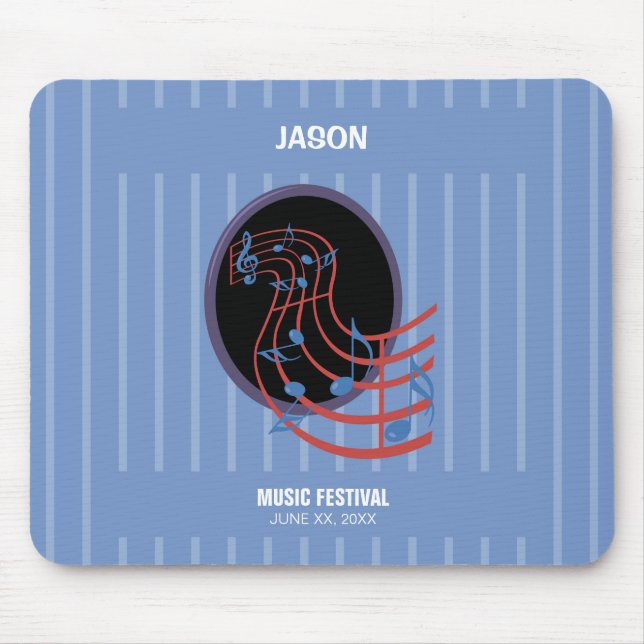 Good Luck, Black Music Circle Mouse Pad (Front)