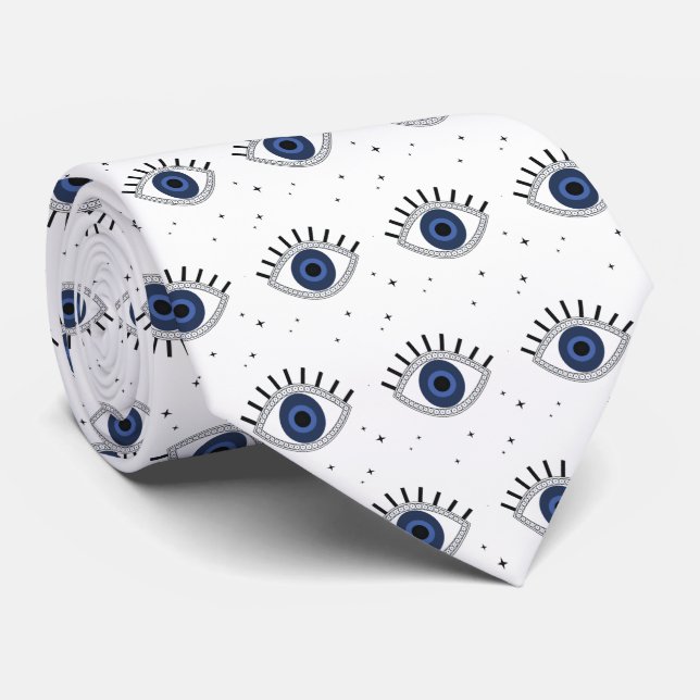 Good luck blue eye talisman greek tradition tie (Rolled)