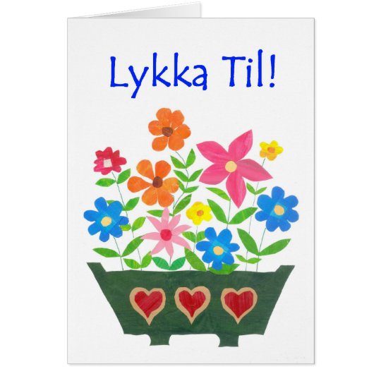 Good Luck Card, Norwegian Greeting - Flower Power Card