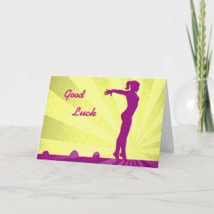 Good Luck Card with pink Gymnast