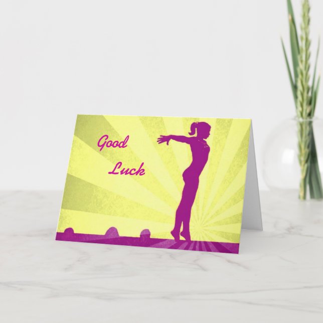 Good Luck Card with pink Gymnast (Front)
