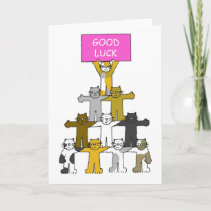 Good Luck Cartoon Cats. Card