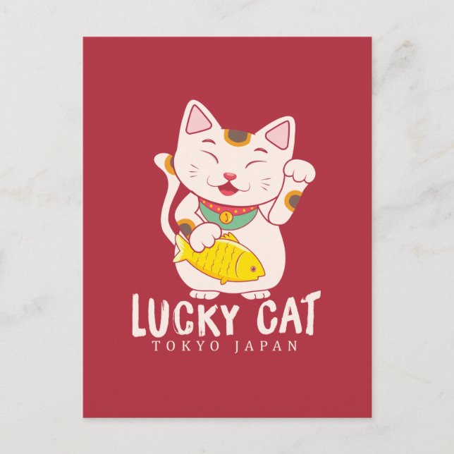 Good Luck Charm Lucky Cat Maneki Neko Asian Postcard (Front)