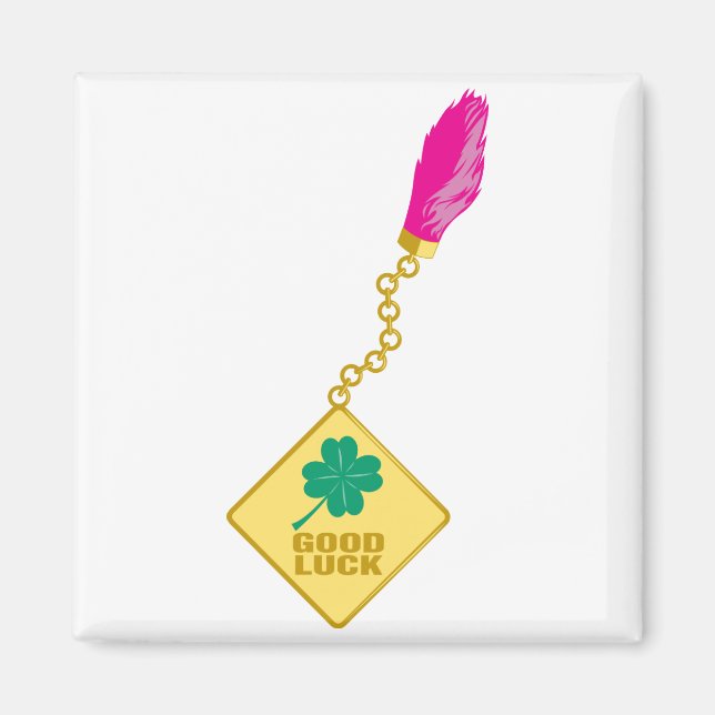 Good Luck Charm - Rabbits Foot Four Leaf Clover Magnet (Front)