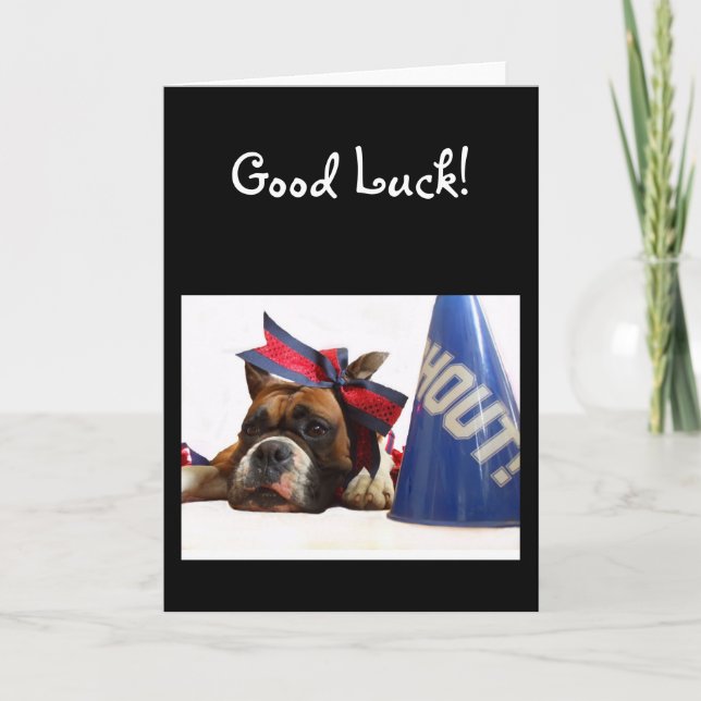 Good Luck Cheerleader boxer greeting card (Front)