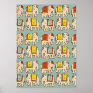 Good luck circus elephants cute elephant pattern poster