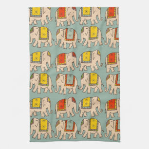 Good luck circus elephants cute elephant pattern tea towel