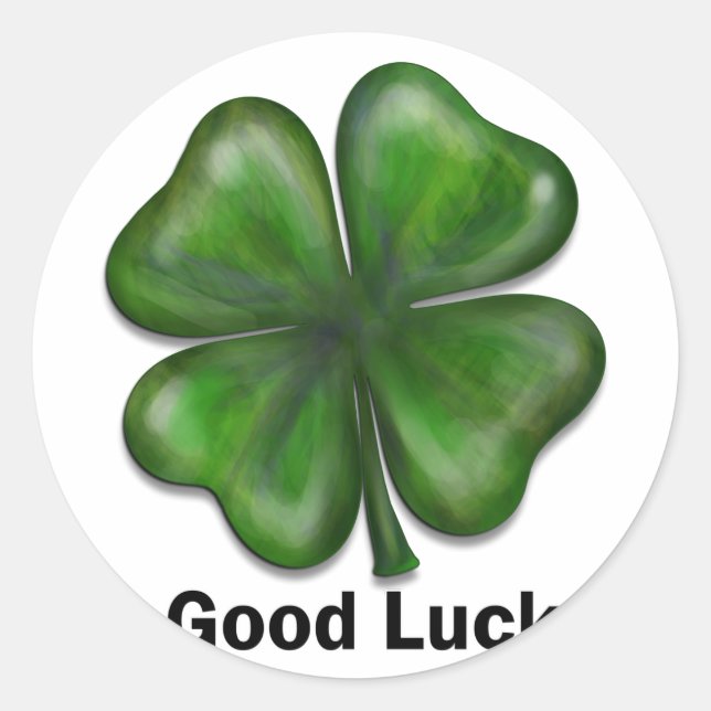 Good Luck Clover Classic Round Sticker (Front)