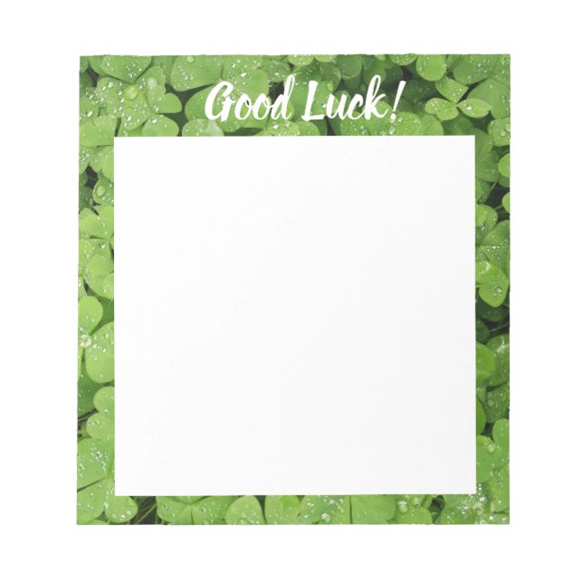 Good Luck clover green nature notepad. Notepad (Front)