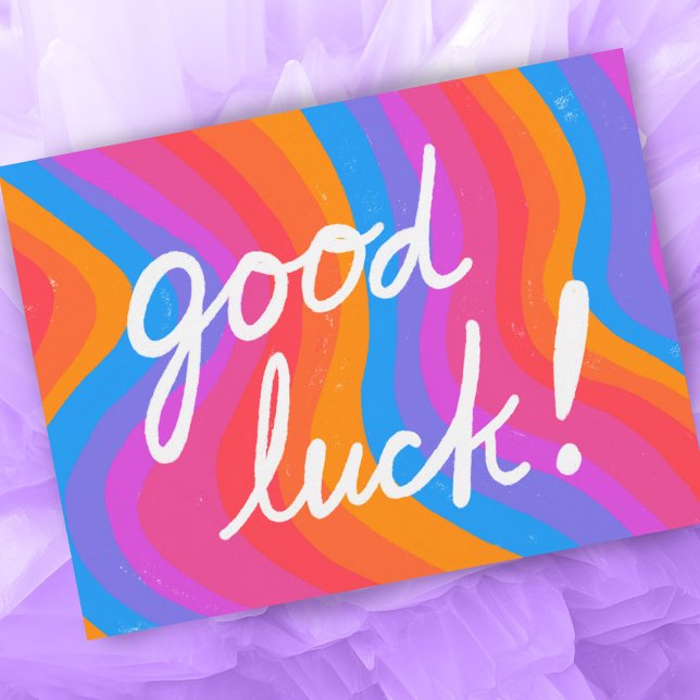 GOOD LUCK Colourful Cool & Fun Stripes Postcard (GOOD LUCK Colorful Cool & Fun Stripes Postcard
)