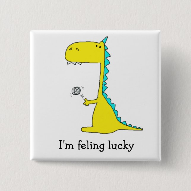 good luck dino 15 cm square badge (Front)