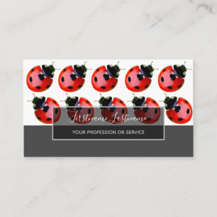 Good luck dotted ladybugs elegant grey rectangle b business card