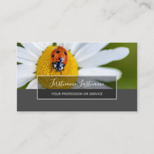 Good luck dotted ladybugs elegant grey rectangle business card