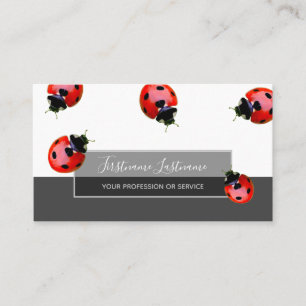 Good luck dotted ladybugs elegant grey rectangle business card
