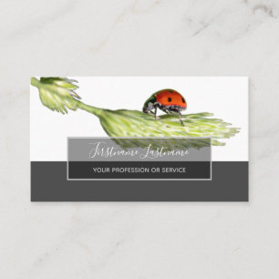 Good luck dotted ladybugs elegant grey rectangle business card