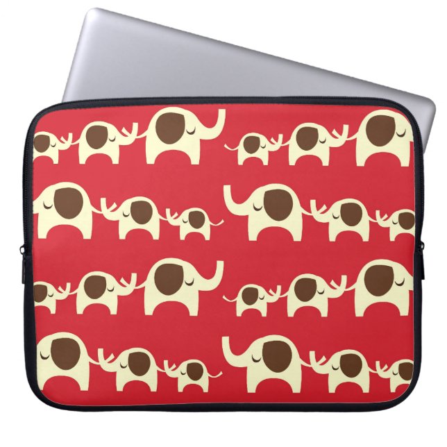 Good luck elephants cherry red cute nature pattern laptop sleeve (Front)
