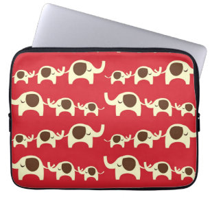 Good luck elephants cherry red cute nature pattern laptop sleeve