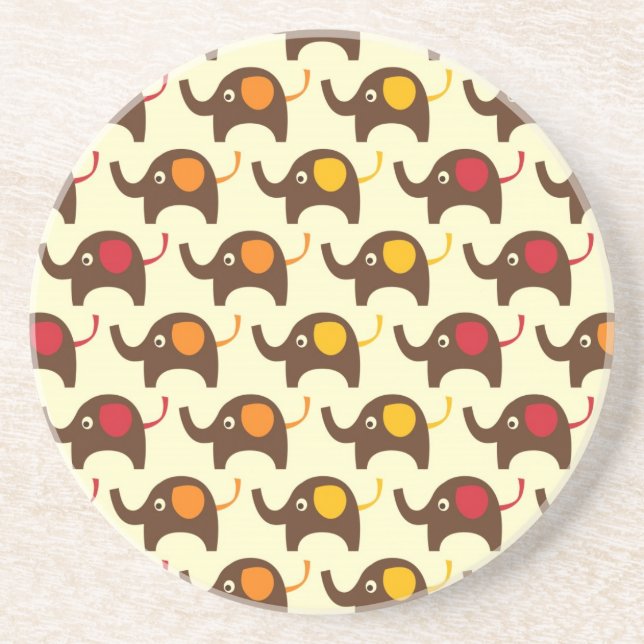Good luck elephants kawaii cute nature pattern coaster (Front)