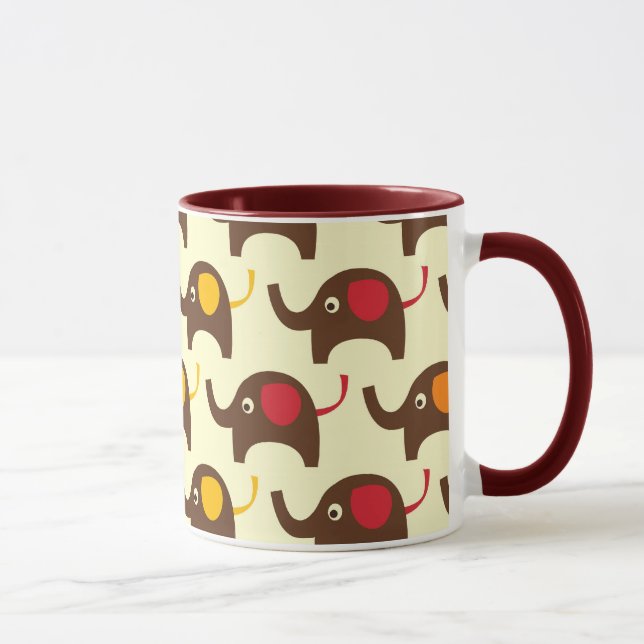 Good luck elephants kawaii cute nature pattern mug (Right)