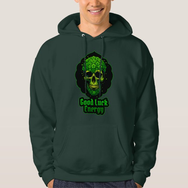 Good Luck Energy Skull St Patrick’s Day - camiseta Hoodie (Front)