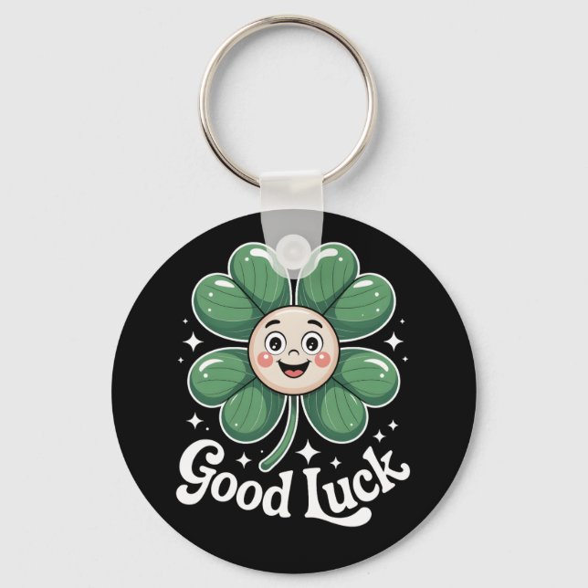 Good Luck Four Leaf Clover Key Ring (Front)