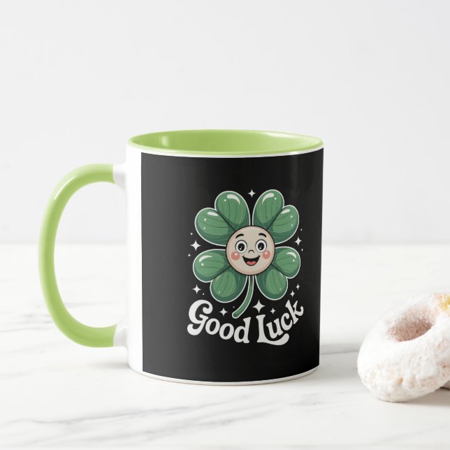 Good Luck Four Leaf Clover Mug (With Donut)