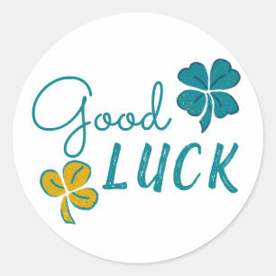 Good Luck Four Leaf Clover Shamrock  Classic Round Sticker