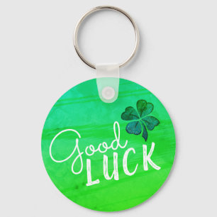 Good Luck Four Leaf Clover Shamrock Key Ring