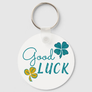 Good Luck Four Leaf Clover Shamrock Key Ring