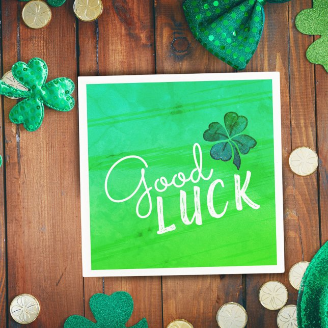 Good Luck Four Leaf Clover Shamrock  Napkin (Creator Uploaded)