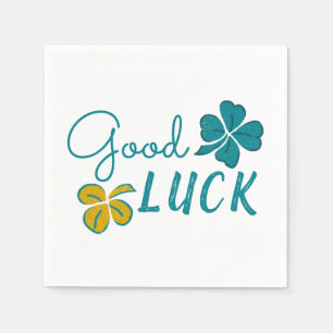 Good Luck Four Leaf Clover Shamrock Napkin