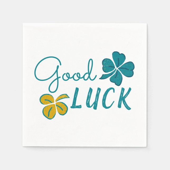 Good Luck Four Leaf Clover Shamrock Napkin (Front)