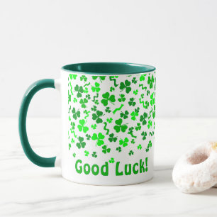 Good Luck Four Leaf Clover Shamrocks Personalized Mug
