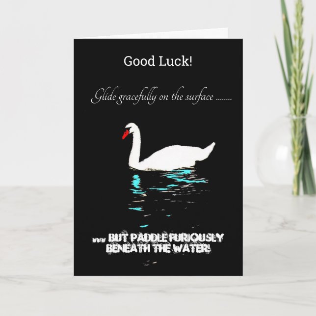 Good Luck Glide Graceful Swan Card (Front)